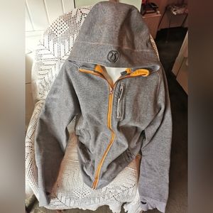 Lululemon Men's Grey and Orange Hoodie